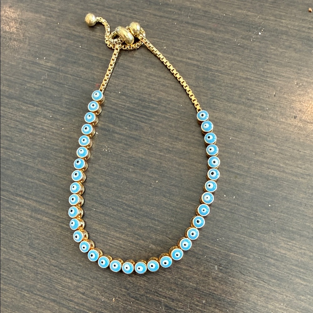 Gold and Blue Evil Eye Bracelet